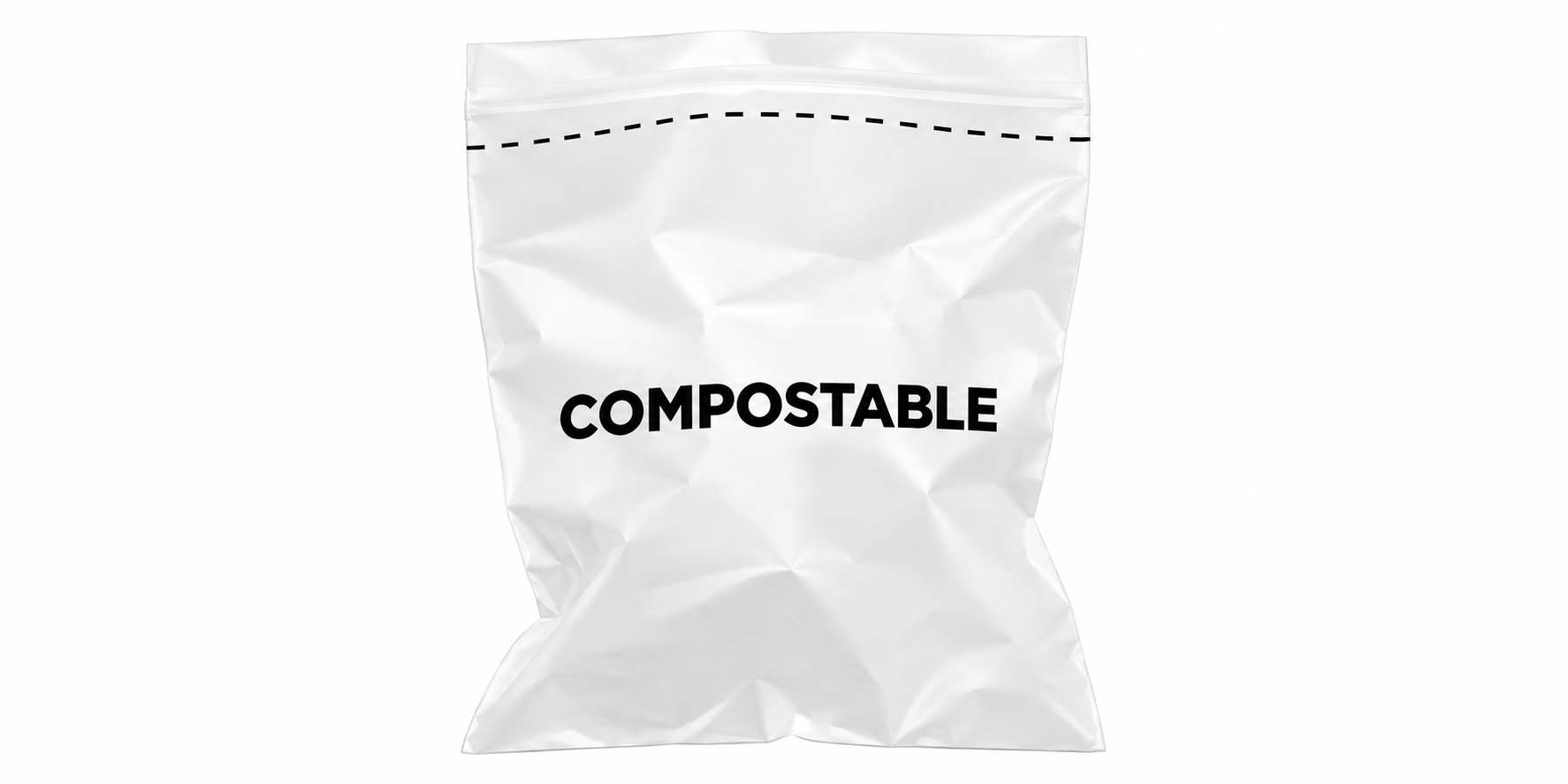 Eco Disposable Tableware white compostable storage bag with a secure zip seal for sustainable packaging