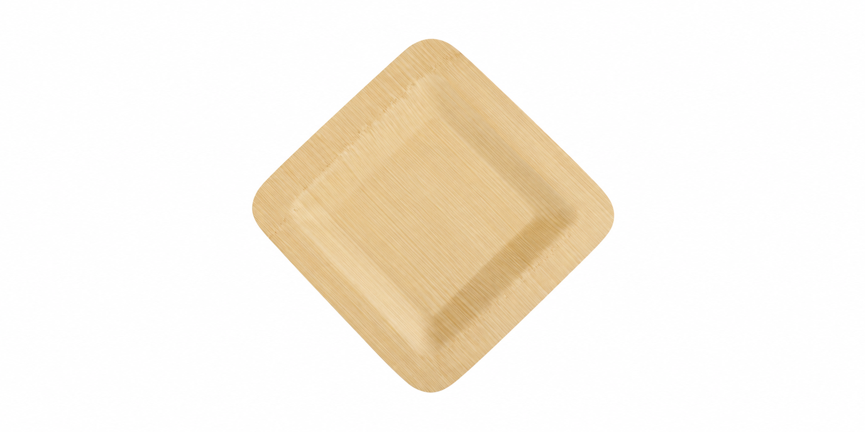Eco Disposable Tableware square wooden plates stacked, featuring a natural light wood grain finish for modern events.