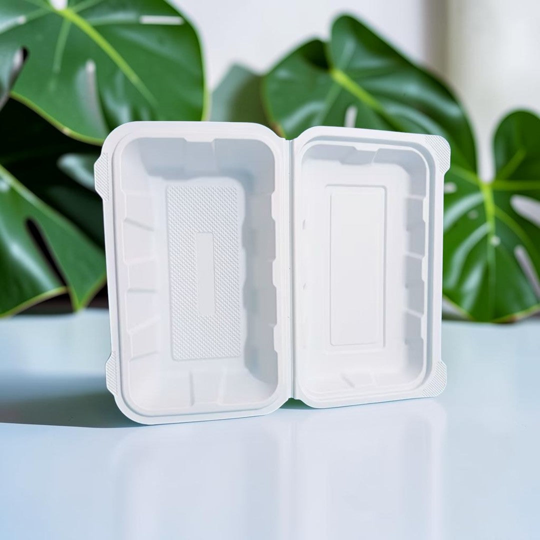 Corn Starch Takeout Containers | 9X6X3" | 1-Comp | Dual Tab