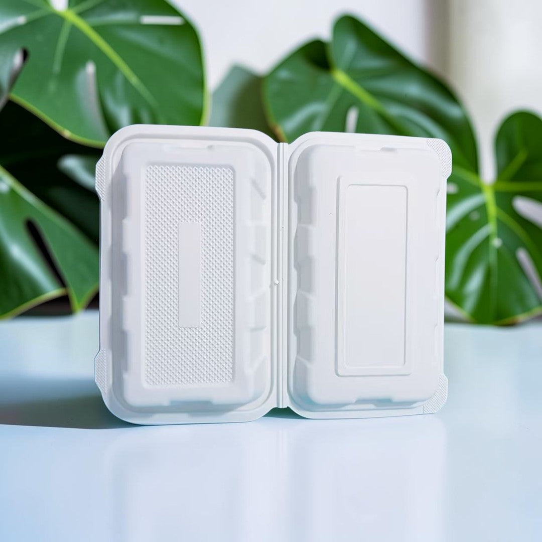 Corn Starch Takeout Containers | 9X6X3" | 1-Comp | Dual Tab
