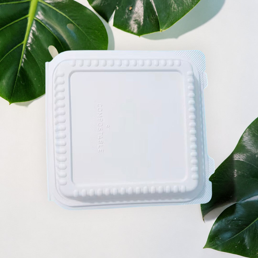 Corn Starch Takeout Containers | 9X9X3" | 1-Comp | Dual Tab