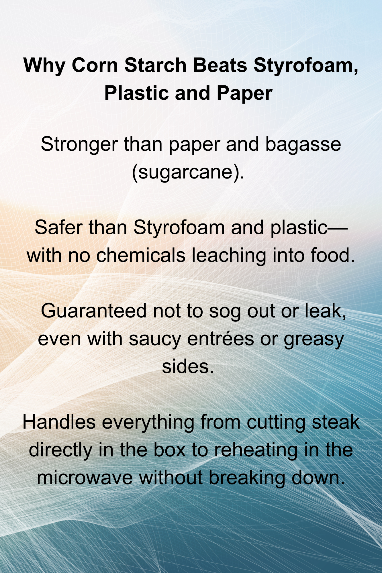 Compostable Corn Starch Food Takeout Containers