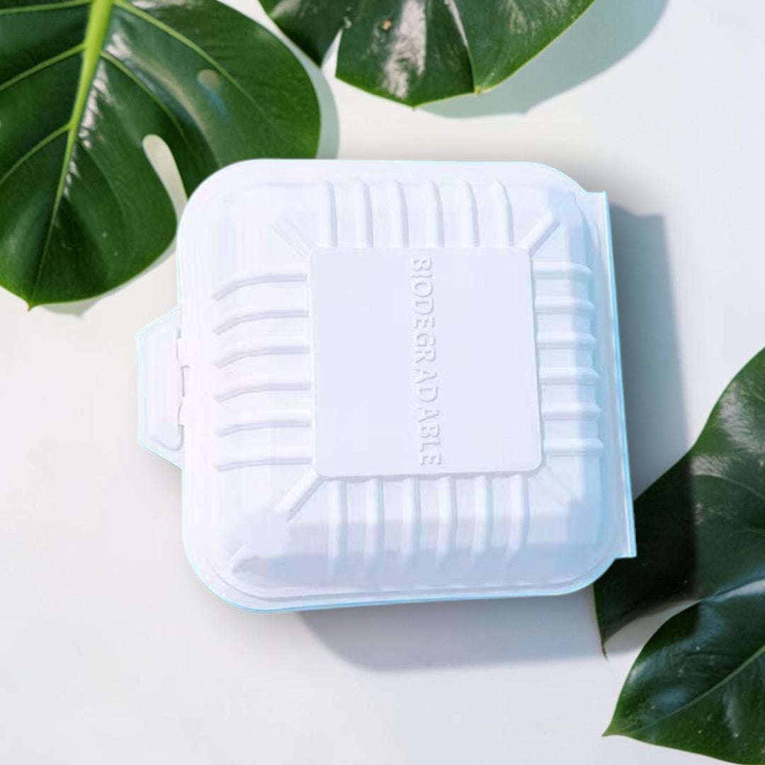 Corn Starch Takeout Containers | 6X6X3" | 1-Comp | Single Tab